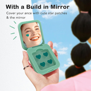 4 toppe colorate <span class=keywords><strong>Per</strong></span> foglio a forma di cuore brufolo di <span class=keywords><strong>Acne</strong></span> Patch con custodia in plastica con specchio - Product Image 3