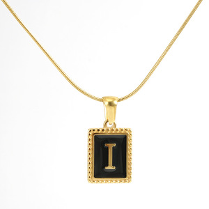 Zogxin 18K Gold Plated Stainless Steel Letter Necklace Snake Chain Square Pendant Jewelry English Alphabet Fashion Pendant - Product Image 5