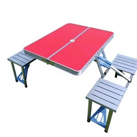 Ensemble de table et chaises pliantes compactes en alliage d'aluminium, légères, empilables, meubles d'extérieur, design moderne, anti-corrosion