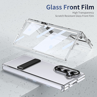 Coque arrière Fold8 avec film protecteur en verre transparent, support métallique et anneau de protection d'objectif pour Samsung Fold 8