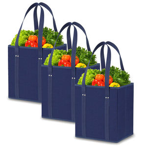 Sac fourre-tout d'épicerie réutilisable personnalisable boîte à provisions pliable <span class=keywords><strong>tissu</strong></span> tissé imprimé Logo manipulé Type fait non tissé - Product Image 6