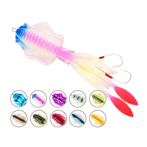 Zsrivk 5-Pack Large Pre-Rigged Squid Fishing Lures - Soft Plastic Octopus Skirts With Assist Hooks & Metal Jig For Saltwater Trolling