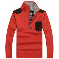 Pull tricoté chaud pour homme, col montant, fermeture éclair quart, grande taille, épais, décontracté, hiver, vente en gros