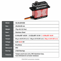 Servomoteur RC 48KG, engrenage en acier inoxydable, boîtier en aluminium CNC, servomoteur numérique sans balais, étanche IP67, 8.4V, 77g, XQ-POWER XQ-BLS8145D