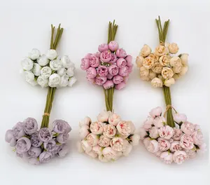 2023 boho Silk cheap fake artificial flower bouquet rose flowers bulk for bride bouquet wedding decorations