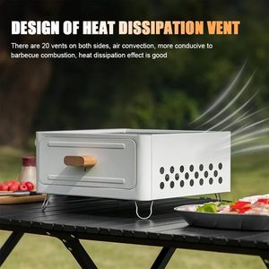 <b>Square</b> Fireplace Tea <b>Set</b> Stove Camping Home Garden BBQ Outdoor Portable Charcoal Grill - Product Image 4