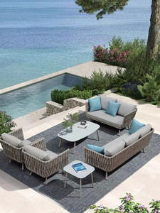 Set Divano da Esterno in Lega di Alluminio Design Nordico Impermeabile e Resistente al Sole Mobile per Patio Cortile Villa Giardino e Terrazza - Product Image 6