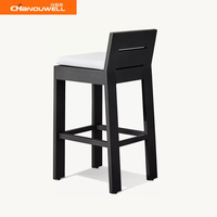 Ensemble de bar en aluminium pour extérieur, résistant aux intempéries, 1 table et 2 tabourets, ensemble moderne noir de table haute et de tabourets pour balcon, bord de piscine, cour