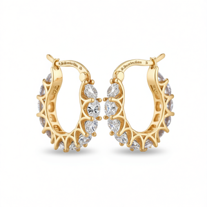 ต่างหูห่วงทองคำ 18K ของแคทเธอรีนเซียนประดับคริสตัลไรน์สโตนดีไซน์ทรงเรขาคณิตหรูหราสำหรับผู้หญิงสวมใส่ได้ทุกวัน - Product Image 1