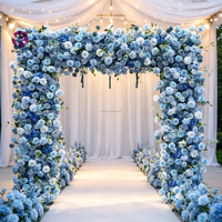 Arche florale carrée de 8 pieds en soie, arche de mariage en forme de lune, cadre de toile de fond florale artificielle pour cérémonies de mariage, fêtes et événements