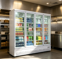 Congélateur vertical commercial à 3 portes, à température unique, avec vitrine en verre et éclairage LED, 220V, pour supermarché, pour la présentation de bières et de boissons