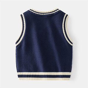 Custom Wholesale Trendy v Neck <strong>Toddler</strong> <strong>Boys</strong> Pullover Unisex Kids Casual Ribbed Knit <strong>Gilet</strong> Sleeveless <strong>Boys</strong> Warm Vest Baby Sweater - Product Image 5