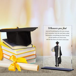 Cadeaux de Remise de Diplôme Inspirants 2026 pour Hommes et Garçons - Décoration de Bureau en Acrylique Transparent Rectangulaire pour Étudiants Universitaires, Collégiens et Lycéens - Product Image 1