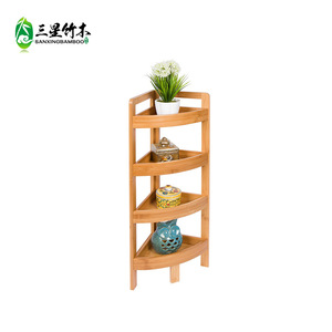 Bamboo triangular shelf, four-tier floor-standing type, suitable for home use, living room <b>corner</b> <b>bookshelf</b>, bathroom <b>corner</b> - Product Image 3