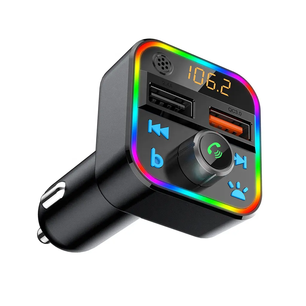 बीटी कार एफएम ट्रांसमीटर बास स्टीरियो MP3 प्लेयर एलईडी बैकलिट वायरलेस Handsfree कार किट के साथ माइक्रोफोन