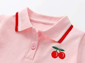 Popular Casual Little Lovely Cotton <b>Cherry</b> Embroider Kids Girl <b>Dress</b> - Product Image 5
