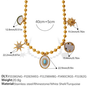 Fun Charm Beaded Jewelry <b>Set</b> Heart Compass Shape Color Retention Stainless Steel Versatile Matching Necklace <b>Bracelet</b> - Product Image 4