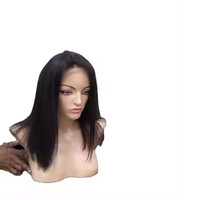 Perruque Lace Front en Cheveux Indiens Remy pour Femmes Noires, Cheveux Vierges Lisses, Extensions avec Baby Hair, Double Trame Cousue à la Machine, Semi-Faite à la Main, 100g