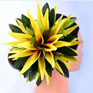 Factory Supplier 15 Colors HC00016 Artificial Silk Bird Of Paradise Leaves Hair clip Flower Hairpins Hawaii Women Dance Headwear