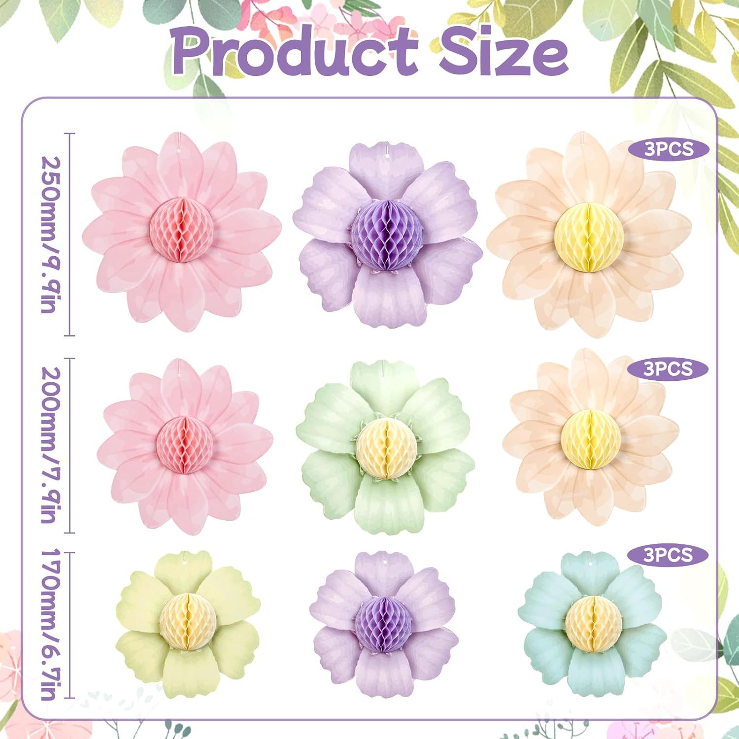 9pcs Floral Honeycomb