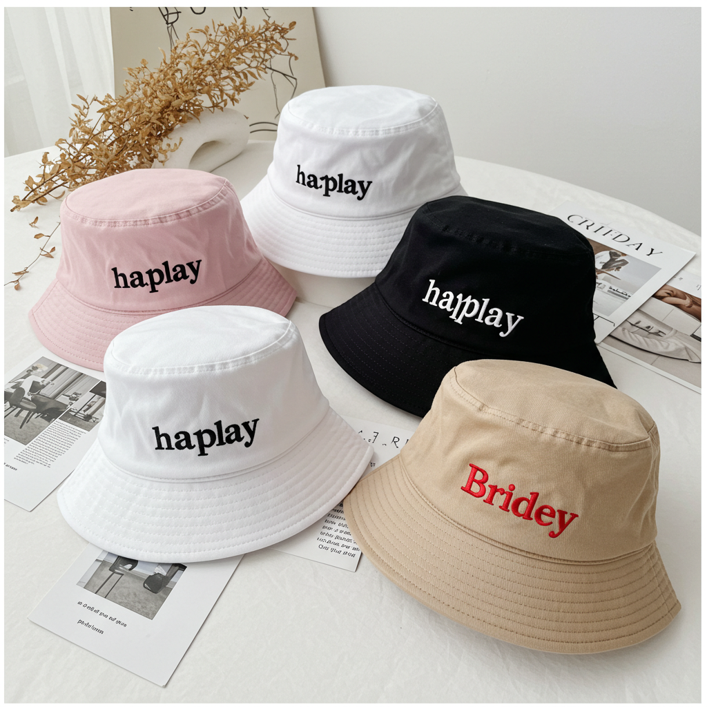 Wide Brim Alibaba Bucket Hats Wholesale Custom Embroidery Logo