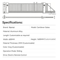 Portail Coulissant Intelligent Haut de Gamme en Aluminium avec Télécommande, Portail Cantilever Électrique Pliant pour Maison, Villa, École