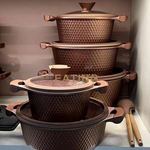 Origineel Ontwerp 15-delige Braadpan Van Rubberhout Handvat Steelpan Koekenpan Met Anti-Aanbaklaag Inductie-Kookplaat Granieten Kookgerei Set - Product Image 2