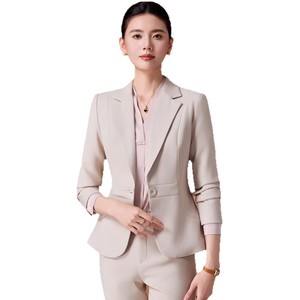 Women's Professional Work Suits Long Sleeve Polyester Gray Apricot Black For Medical Aesthetics Jewelry Hotel Front Desk - Product Image 5