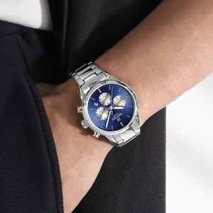 NAVIFORCE 8076 Orologio da <span class=keywords><strong>Uomo</strong></span> con Quadrante Nero da 42 mm in <span class=keywords><strong>Acciaio</strong></span> Inossidabile, <span class=keywords><strong>Cronografo</strong></span>, Produzione di Orologi con Etichetta Privata in Cina - Product Image 5