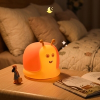 Lampu Tidur Silikon Bentuk Siput Kawaii, Cahaya Putih Hangat, Sensor Sentuh, Timer Otomatis, USB Rechargeable, Pelindung Mata, Lampu Meja Samping Tempat Tidur