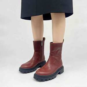 Bottes en cuir décontractées personnalisées pour femmes, nouveau style, respirantes, <span class=keywords><strong>talon</strong></span> carré, pour l'automne - Product Image 1