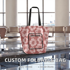 Customized Logo Polyester Large Foldable Shopping <b>Long</b> Shoulder Handle Outdoor Travel Grocery Waterproof Folding <b>Bag</b> - Product Image 2