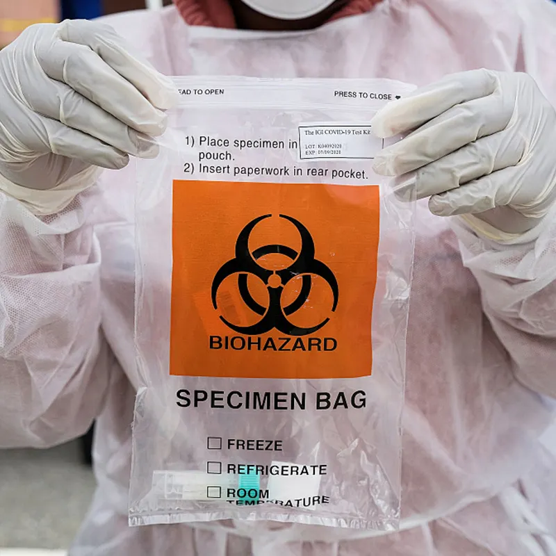 YURUI pabrik medis sekali pakai Biohazard LDPE plastik ritsleting Transport Ziplock koleksi Biohazard spesimen tas