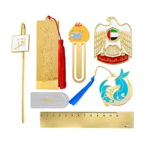 Marcapáginas de Metal con Logo personalizado, libro dorado esmaltado suave de aleación de Zinc, regalo islámico, con caja de regalo