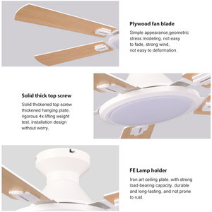 52 Inch 5 Blades DC Motor Remote Control Led <strong>Ceiling</strong> <strong>Fan</strong> with Light for Indoor Living Room <strong>Bedroom</strong> Living Room - Product Image 3