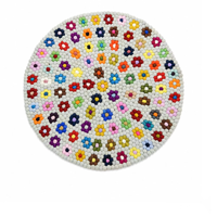 Tapis rond en feutre de laine coloré à fleurs, épais, antidérapant, doux, pour chambre à coucher, salon