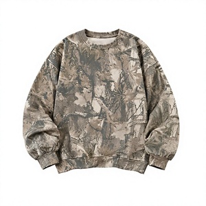 Sweat-shirt surdimensionné en molleton épais à col rond, imprimé camouflage intégral motif écorce d'arbre, style streetwear, personnalisable, marque privée - Product Image 1