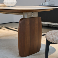 Table à manger contemporaine en bois massif avec plateau en marbre moderne, base en noyer, mobilier de maison, 6 places, pour salle à manger, hôtel