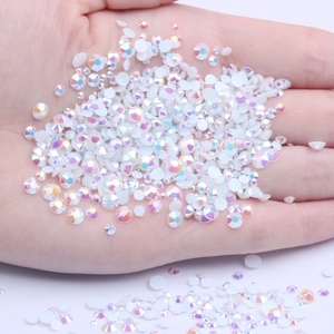Résine transparente AB Jelly 6mm 500 pièces Strass à dos plat à coller pour la décoration des ongles, des sacs et des chaussures - Nombreuses couleurs bonbon - Product Image 2