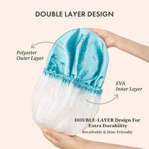 <span class=keywords><strong>Bonnet</strong></span> de douche imperméable en satin double couche pour teinture capillaire, ski, cyclisme, affaires, pêche, fête - Product Image 2