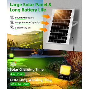 Aigostar 100W RGB solare all'aperto faretto 8000mAh batteria ad alta capacità grande pannello solare telecomando luci da giardino - Product Image 2