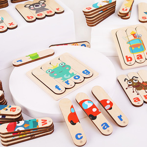 CPC CE 192 pièces – Jeu de puzzle en bois pour enfants – Apprentissage de l'alphabet et de l'orthographe – Tableau cognitif double face pour tout-petits - Product Image 4