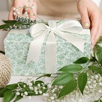 Boîtes cadeaux en papier vert à motifs floraux avec ruban et étiquette, style chinoiserie, boîtes d'emballage robustes pour fleurs, multi-usages