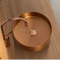 Lavabo rond en surface solide pour hôtel, à poser sur comptoir, avec drain poli