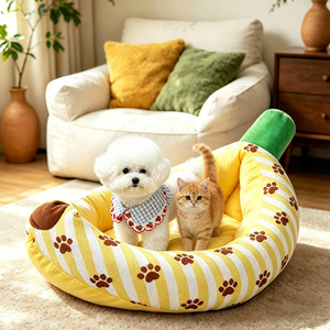 <span class=keywords><strong>Cama</strong></span> para Mascotas de Felpa Suave con Forma de Plátano, Nido de Lujo para Gatos, Cojín Lavable para Perros, para Mascotas Pequeñas y Medianas - Product Image 1