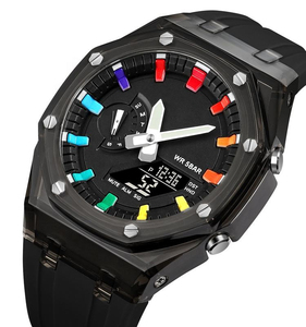 Orologio Digitale Cronografo Uomo In Acciaio Inox, Quadrante Quadrato 44 Mm, Multifunzione Con Doppio Fuso, Sveglia, Conto Alla Rovescia, 50M Impermeabile