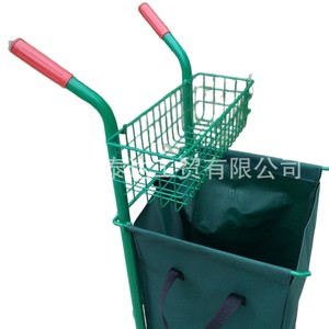 Chariot de ramassage de feuilles de jardin 1215x485x490mm 2 roues en acier maillé avec rangement d'outils amovible pour usage extérieur vert - Product Image 3