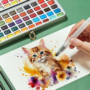 Ensemble de peinture <span class=keywords><strong>à</strong></span> l'<span class=keywords><strong>aquarelle</strong></span> solide écologique non toxique de 120 couleurs, pinceaux, étui en tôle portable, fournitures artistiques pour artistes débutants - Product Image 1