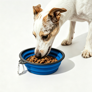 Cubiertas de silicona ecológicas plegables para tazones de comida lenta con logo personalizado de fábrica, tazones portátiles plegables para perros para viajes. - Product Image 5
