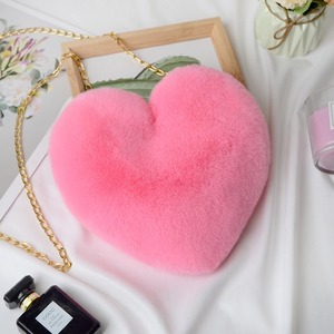 Bolso de Moda de Felpa con Forma de Corazón para Mujer, Bandolera con Cadena, de Lana Artificial, Estilo Amor, de un Solo Hombro, Color Melocotón, Regalo, Cartera <span class=keywords><strong>Zero</strong></span> - Product Image 1